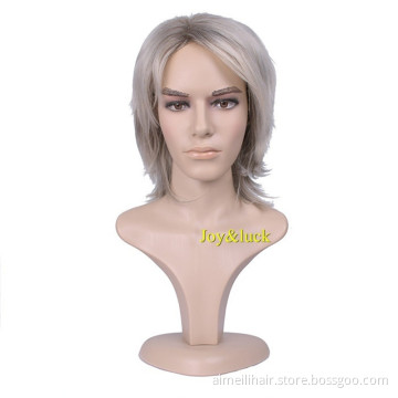 Wholesale Price Men's Natural Straight Male Synthetic Wig Ombre Blonde Mixed Brown Daily Wigs for Men Short Synthetic Hair Wigs